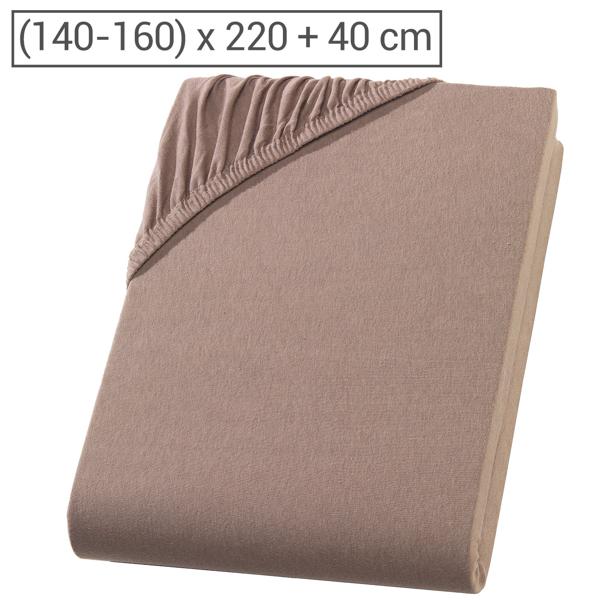 Lenzuolo elasticizzato premium per letto boxspring e letto ad acqua - nougat, 140-160x220 cm - 190 g/m² cotone/elastan - bordo 40 cm - Oeko-Tex - non stiro & morbido