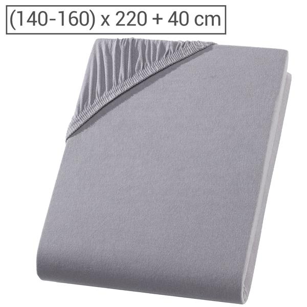 Lenzuolo con angoli premium per letto boxspring e letto ad acqua - Grigio, 140-160x220 cm - 190 g/m² cotone/elastan - Angolo 40 cm - Oeko-Tex - Non stiro & morbido