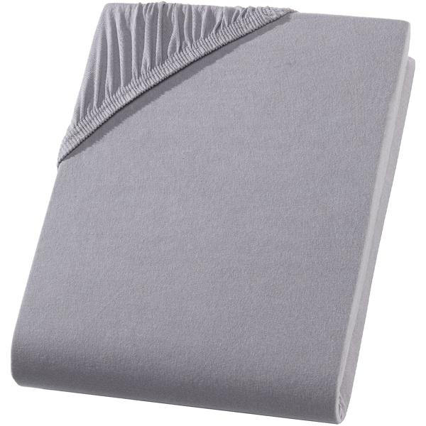 Lenzuolo con angoli premium per letto boxspring e letto ad acqua - Grigio, 140-160x220 cm - 190 g/m² cotone/elastan - Angolo 40 cm - Oeko-Tex - Non stiro & morbido