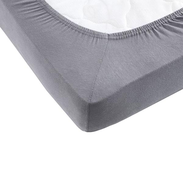 Lenzuolo con angoli premium per letto boxspring e letto ad acqua - Grigio, 140-160x220 cm - 190 g/m² cotone/elastan - Angolo 40 cm - Oeko-Tex - Non stiro & morbido