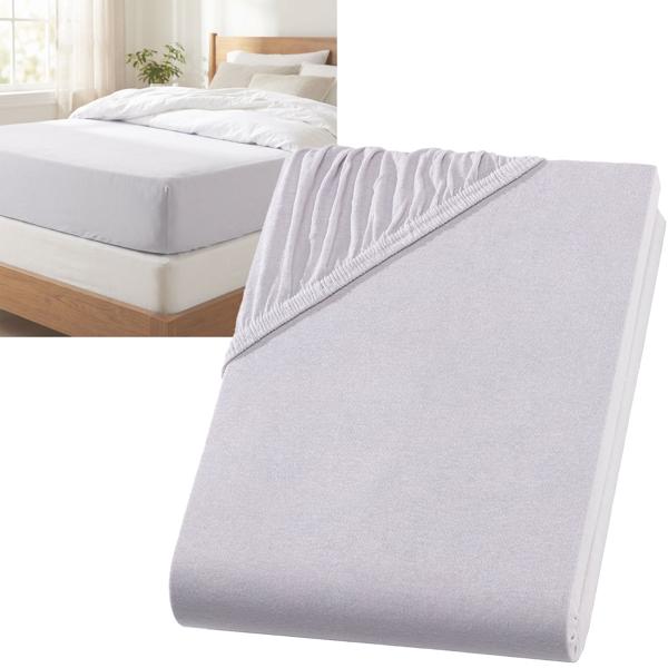 Drap-housse premium pour lit boxspring & lit à eau - argent, 140-160x220 cm - 190g/m2 coton/élasthanne - bonnet 40cm - Oeko-Tex - sans repassage & doux