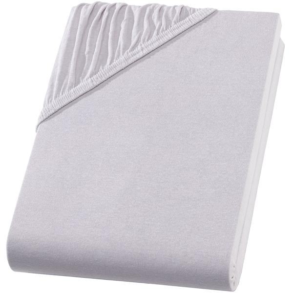 Drap-housse premium pour lit boxspring & lit à eau - argent, 140-160x220 cm - 190g/m2 coton/élasthanne - bonnet 40cm - Oeko-Tex - sans repassage & doux