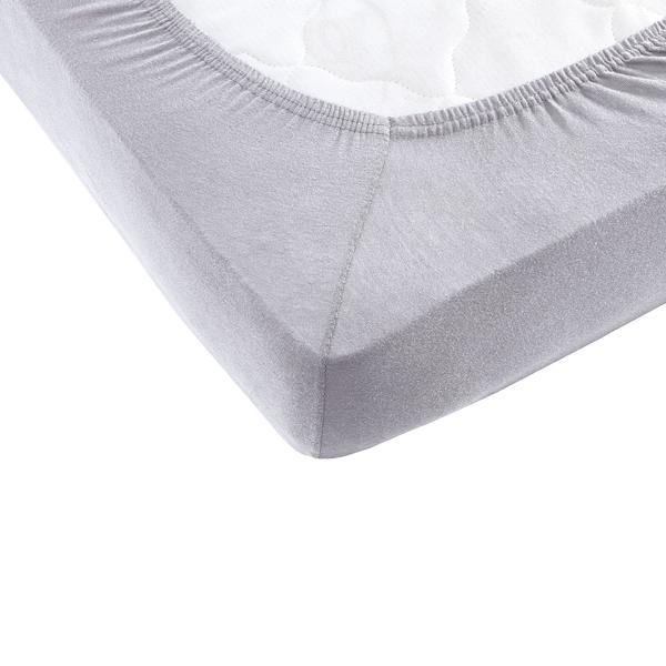 Drap-housse premium pour lit boxspring & lit à eau - argent, 140-160x220 cm - 190g/m2 coton/élasthanne - bonnet 40cm - Oeko-Tex - sans repassage & doux
