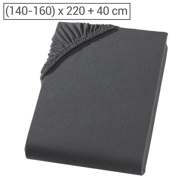 Lenzuolo con angoli premium per letto boxspring e letto ad acqua - antracite, 140-160x220 cm - 190 g/m2 cotone/elastan - bordo 40 cm - Oeko-Tex - non stiro & morbido