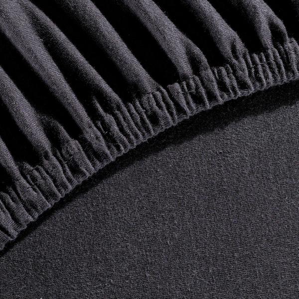 Premium fitted sheet for box-spring bed & waterbed - Black, 140-160x220 cm - 190 g/m2 cotton/elastane - 40 cm skirt height - Oeko-Tex - Non-iron & soft