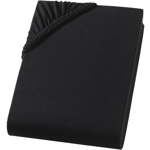 Premium fitted sheet for box-spring bed & waterbed - Black, 140-160x220 cm - 190 g/m2 cotton/elastane - 40 cm skirt height - Oeko-Tex - Non-iron & soft