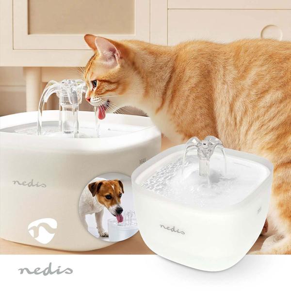 Drinking fountain for dogs & cats, 2L, ultra-quiet pump, 4-way filter, LED light, BPA-free, automatic water dispenser with 360-degree waterfall design, cat fountain