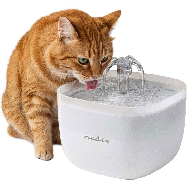 Drinking fountain for dogs & cats, 2L, ultra-quiet pump, 4-way filter, LED light, BPA-free, automatic water dispenser with 360-degree waterfall design, cat fountain