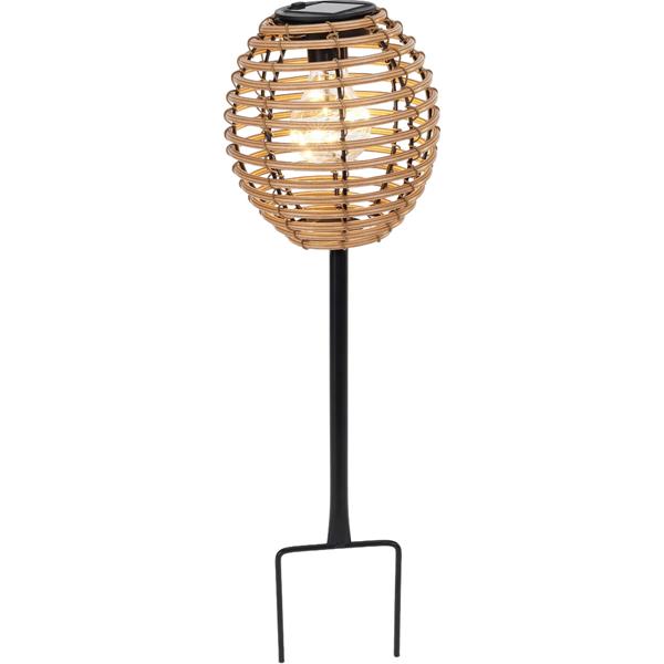 6er-Set Elegante Solar-Steckleuchte für Garten & Terrasse: Robuste LED Solarlampe mit Metallstab, Rattan-Optik für stimmungsvolle Wege