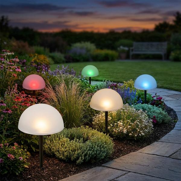 Stilvolle Solar-Leuchten im 10er-Set mit Farbwechsel und warmweissem LED-Licht - LED Solarlampen für Garten, Balkon, Terrasse & Party