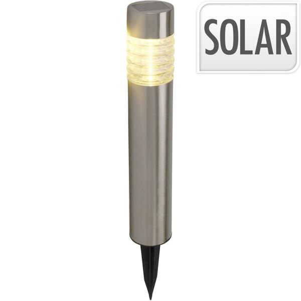 6er-Set Solarleuchte aus Edelstahl: Gartenleuchte warmweiss mit Erdspiess, LED Aussenleuchte wetterfest - moderne Solarlampe für Garten