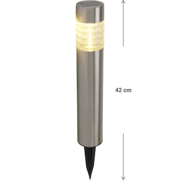 6er-Set Solarleuchte aus Edelstahl: Gartenleuchte warmweiss mit Erdspiess, LED Aussenleuchte wetterfest - moderne Solarlampe für Garten