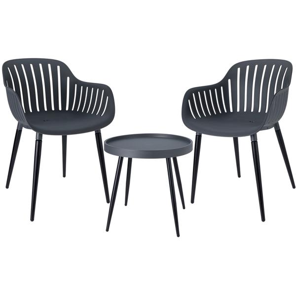 Modern seating group with balcony table, 3 pcs, anthracite, bistro set for balcony, garden, terrace – weatherproof & cosy – garden furniture set