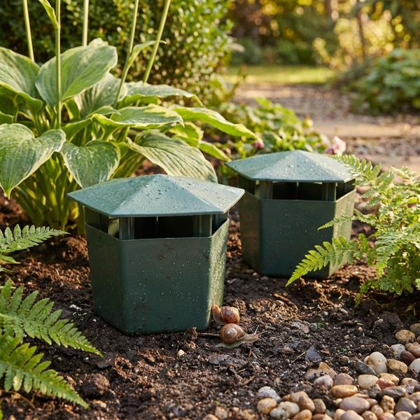 Piège à limaces set de 2 en plastique, système écologique anti-limaces sans produits chimiques, piège à bière biologique avec couvercle pour jardin et plate-bandes, vert
