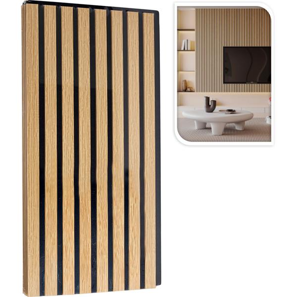 Set of 4 wall panels 60 x 30 cm in elegant wood look – acoustic wall cladding made of MDF & PET – sustainable FSC-certified design for modern interior styling