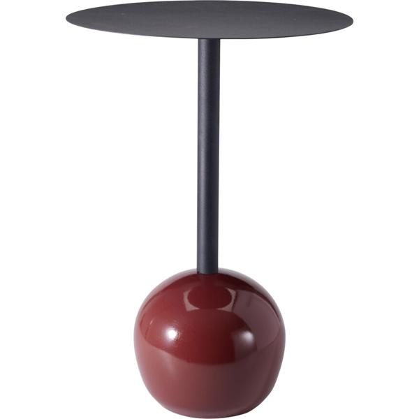 Table d’appoint design avec plateau rond, noir-bordeaux – Pied colonne moderne avec sphère porteuse – Table d’appoint décorative
