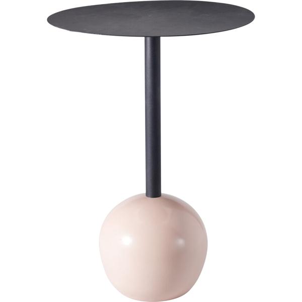 Table d’appoint design avec plateau rond, noir-beige – Pied colonne moderne avec sphère comme support – Table d’appoint décorative