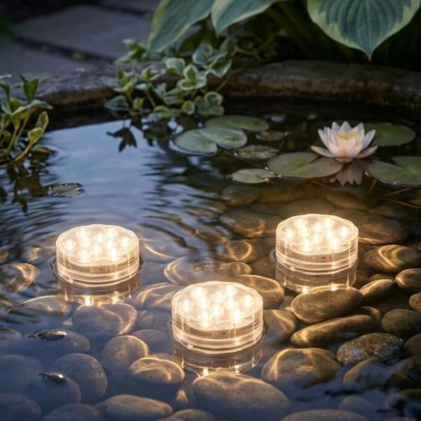 Set di 3 lampade LED per laghetto con telecomando: luce subacquea d’atmosfera con cambio di colore per giardino, piscina e fontana