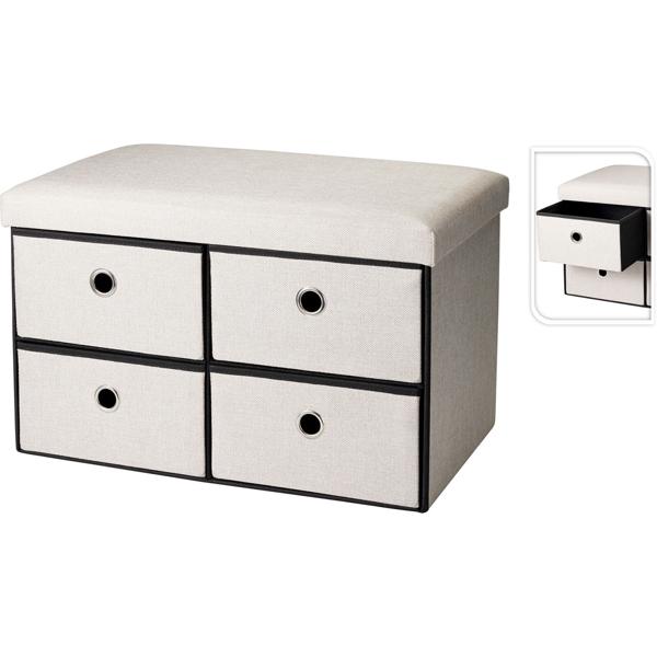 Banquette avec 4 tiroirs – boîte de rangement polyvalente à utiliser comme banc d’entrée, meuble à chaussures ou commode au design moderne – assise robuste avec beaucoup d’espace de rangement