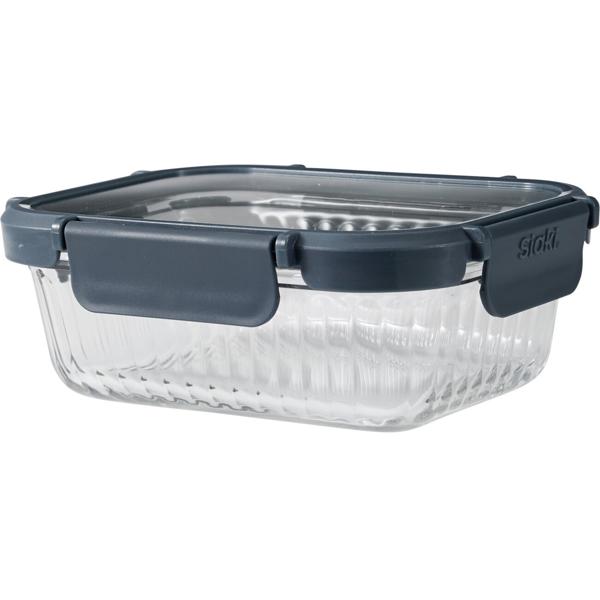 Set di 2 contenitori salva-freschezza in vetro borosilicato da 640 ml – Vetro zigrinato elegante con coperchio in plastica sicuro e chiusura a clip a 4 punti per una freschezza che dura a lungo