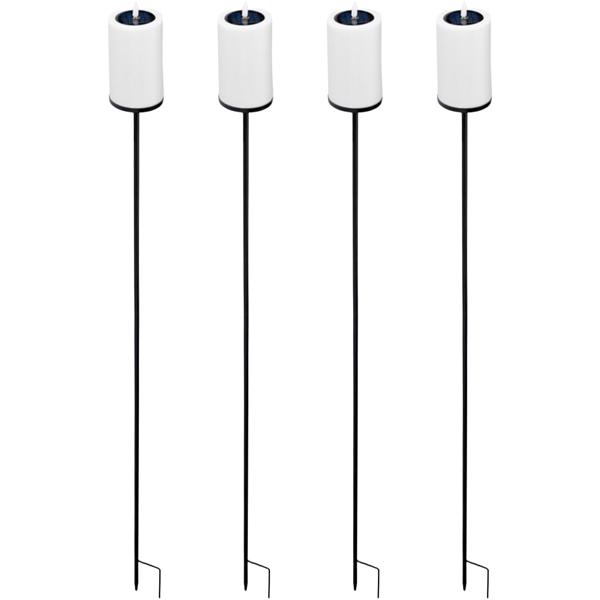 Set of 4 solar LED candles with ground spike, warm yellow flicker – outdoor garden decor and beautiful lighting for outdoors, atmospheric solar light