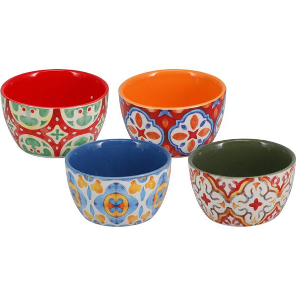 Set di ciotole in gres 4 pezzi 10 x 10 x 5,5 cm – Ciotole tapas colorate e ciotole dessert per salse, snack e stuzzichini in un design elegante
