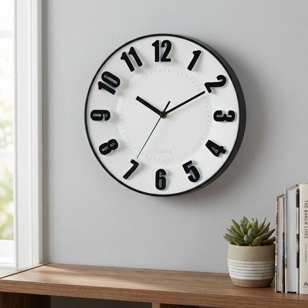 Horloge murale moderne compacte 28 cm – Horloge analogique stylée pour salon, cuisine, couloir et bureau – Horloge décorative design de haute qualité