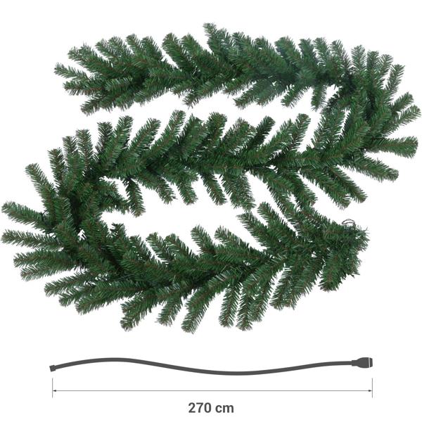 Guirlande de sapin artificielle LED 270 cm, 30 LED & minuterie – guirlande de Noël artificielle décorative pour l’extérieur & l’intérieur