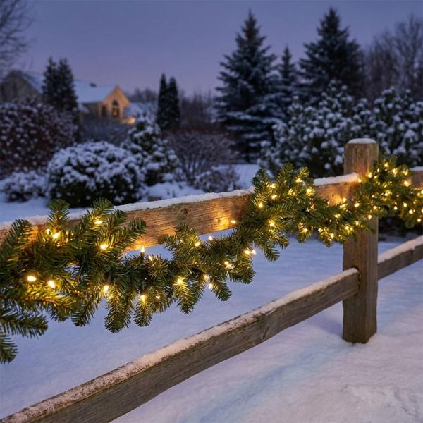 Guirlande de sapin artificielle LED 270 cm, 30 LED & minuterie – guirlande de Noël artificielle décorative pour l’extérieur & l’intérieur