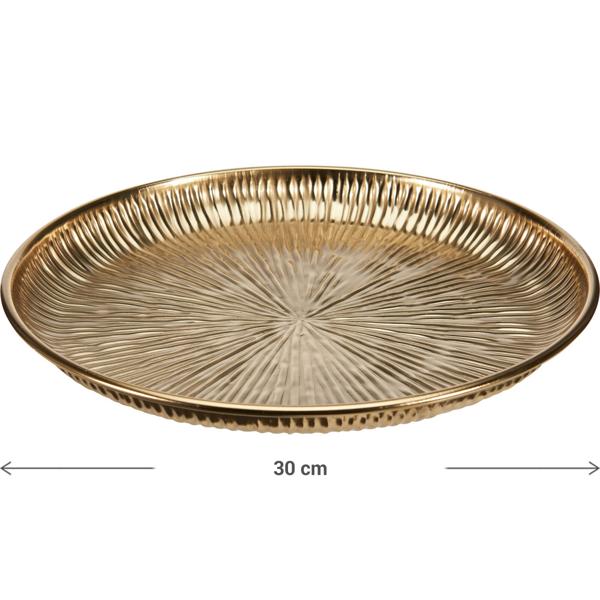 Elegant metal decorative plate, gold, 30 cm round – stylish charger plate & decorative bowl in iron for refined table decor and candles