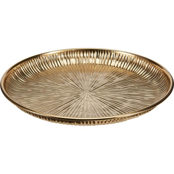 Elegant metal decorative plate, gold, 30 cm round – stylish charger plate & decorative bowl in iron for refined table decor and candles