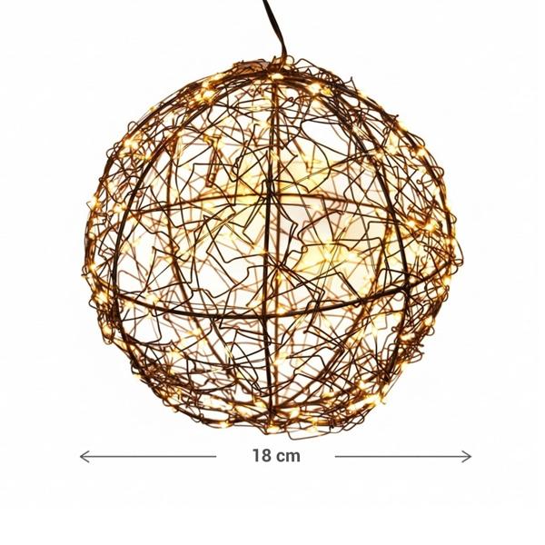 Set de 2 superbes boules lumineuses LED noires 18 cm & 25 cm : micro‑LED blanc chaud pour balcon & salon – sphères lumineuses avec timer & effet scintillant