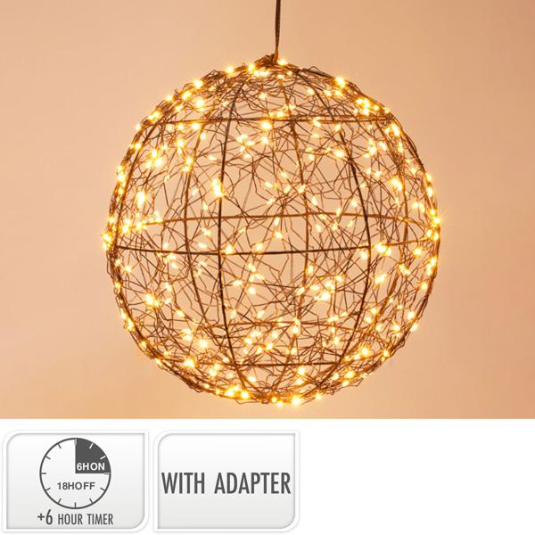 Set de 2 superbes boules lumineuses LED noires 18 cm & 25 cm : micro‑LED blanc chaud pour balcon & salon – sphères lumineuses avec timer & effet scintillant