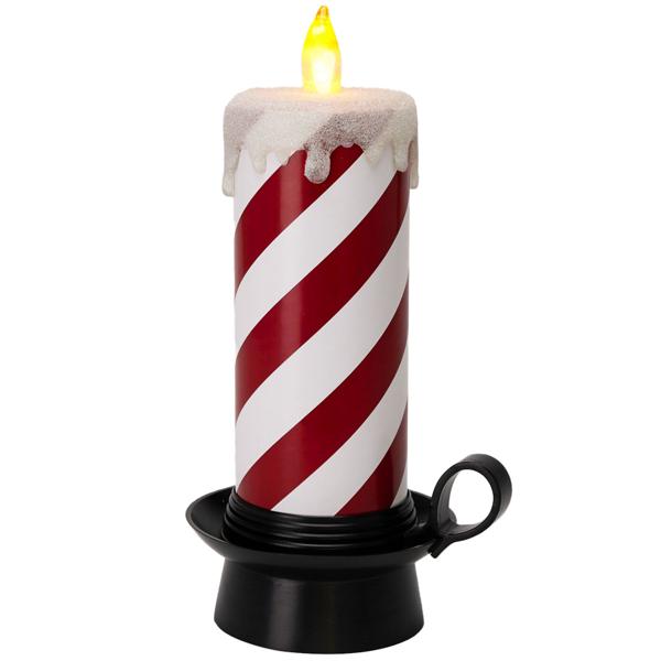 Bougie LED festive canne en sucre rouge et blanc 29,5 cm – Charmante bougie décorative de Noël avec effet vacillant blanc chaud pour des journées pleines d’ambiance