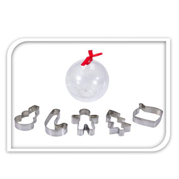 Elegant 6-piece stainless-steel cookie cutter set: 5 beautiful Christmas biscuit cutters in a gift bauble for baking & decorating