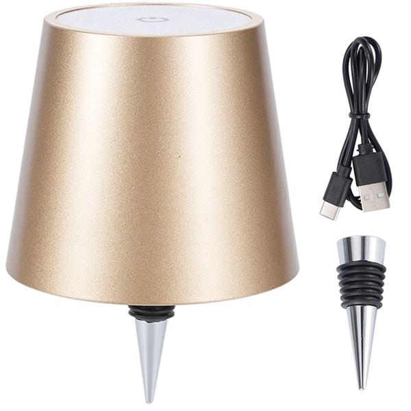Lot de 2 élégantes lampes-bouteilles rechargeables or: dimmables – 3 couleurs de lumière: transforment les bouteilles en lumières d’ambiance – lumière pour bouteille avec abat-jour en métal