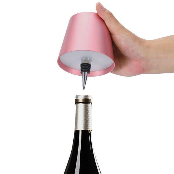 Élégante lampe-bouteille rechargeable or rose: dimmable – 3 couleurs de lumière: transforme les bouteilles en luminaires d’ambiance – lumière décorative pour bouteille avec abat-jour en métal