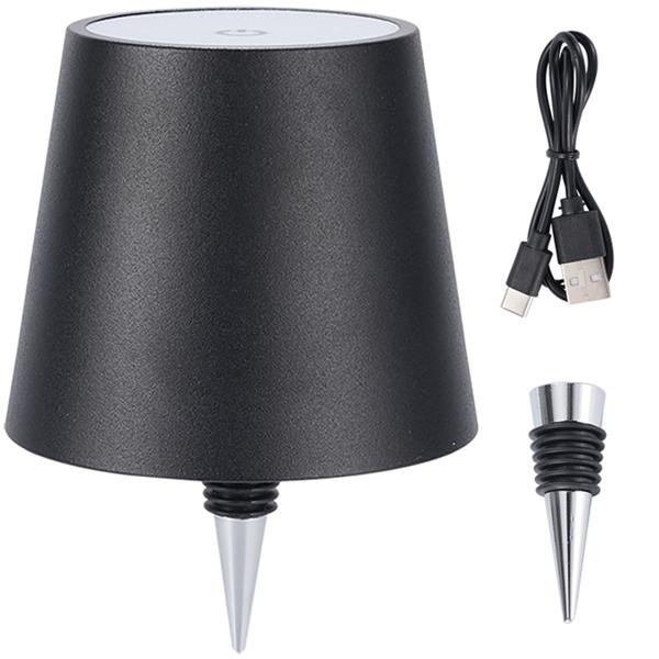 Élégante lampe-bouteille rechargeable noire : dimmable – 3 couleurs de lumière : transforme les bouteilles en luminaires d’ambiance – lumière décorative pour bouteille avec abat-jour en métal