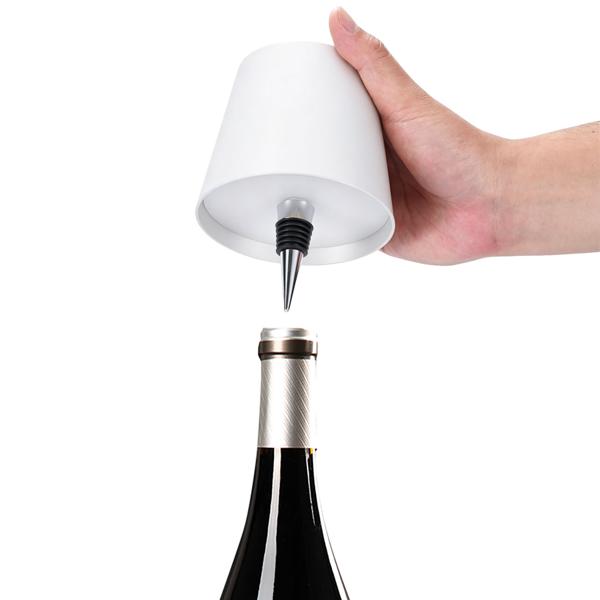 Elegant white rechargeable bottle lamp: dimmable, 3 light colours – turns bottles into atmospheric lights