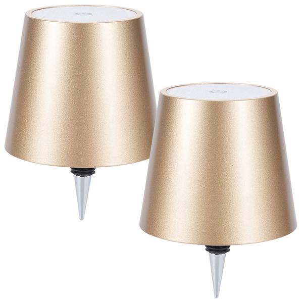 Lot de 2 élégantes lampes-bouteilles rechargeables or: dimmables – 3 couleurs de lumière: transforment les bouteilles en lumières d’ambiance – lumière pour bouteille avec abat-jour en métal
