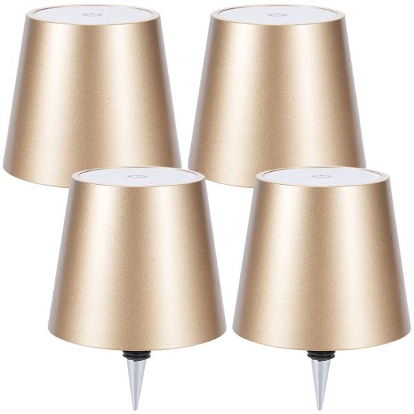 Set de 4 élégantes lampes bouteille rechargeables or: dimmables – 3 couleurs de lumière: transforme les bouteilles en éclairages d’ambiance – lampe bouteille avec abat-jour en métal