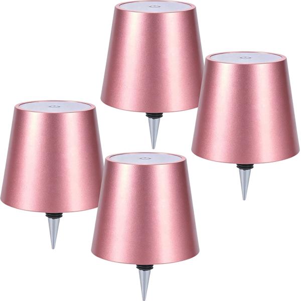 Set de 4 élégantes lampes-bouteilles à batterie rose gold: dimmables – 3 couleurs de lumière: transforme les bouteilles en luminaires d’ambiance – lampe-bouteille avec abat-jour en métal