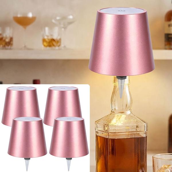 Set de 4 élégantes lampes-bouteilles à batterie rose gold: dimmables – 3 couleurs de lumière: transforme les bouteilles en luminaires d’ambiance – lampe-bouteille avec abat-jour en métal