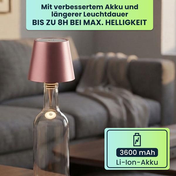 4er-Set Edle Akku Flaschenlampe rosegold: Dimmbar - 3 Lichtfarben: Verwandelt Flaschen in stimmungsvolle Leuchten - Flaschenlicht mit Metallschirm