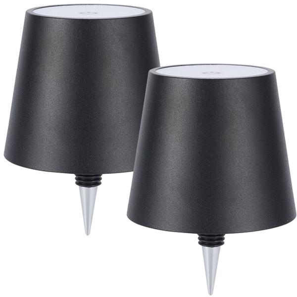 Set de 2 élégantes lampes pour bouteille à batterie, noires: dimmables – 3 couleurs de lumière: transforme les bouteilles en luminaires d’ambiance – lumière pour bouteille avec abat‑jour en métal