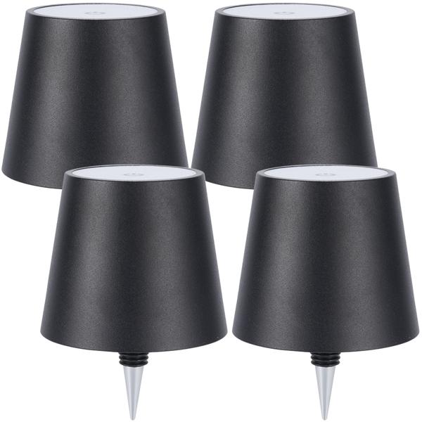 Lot de 4 élégantes lampes-bouteilles à batterie noires: dimmables – 3 couleurs de lumière: transforme les bouteilles en luminaires d’ambiance – lumière pour bouteille avec abat-jour en métal