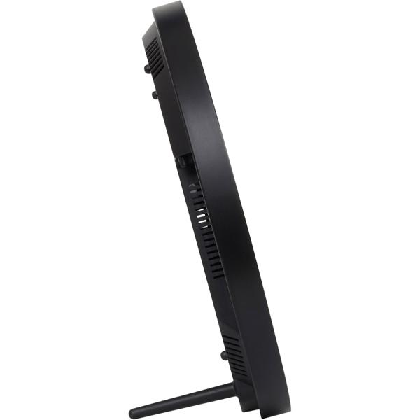 Modern LED wall & table clock, digital: all-round seconds display, 2 alarms, snooze, date, temperature, mains & battery operated – Ø25.5 cm, black