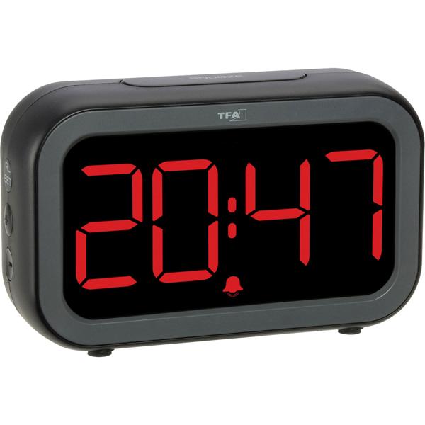 Digital alarm clock with LCD & LED display – battery table clock with light sensor & snooze – USB rechargeable – modern design for bedroom & office – 13.2 cm
