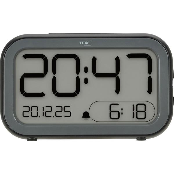 Digital alarm clock with LCD & LED display – battery table clock with light sensor & snooze – USB rechargeable – modern design for bedroom & office – 13.2 cm