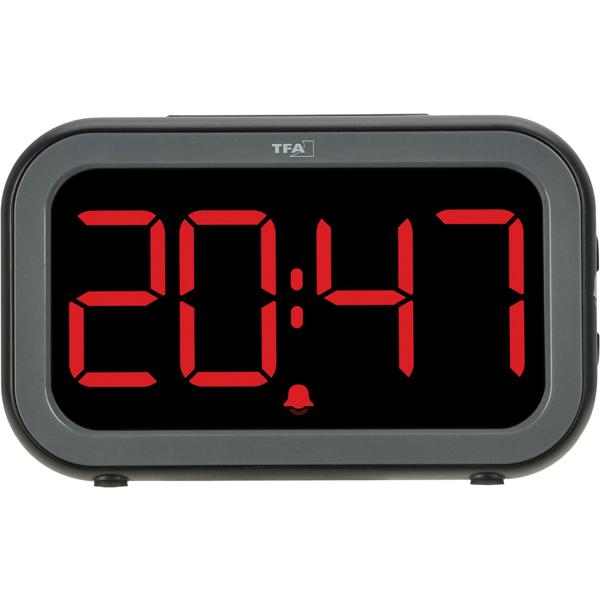 Digital alarm clock with LCD & LED display – battery table clock with light sensor & snooze – USB rechargeable – modern design for bedroom & office – 13.2 cm